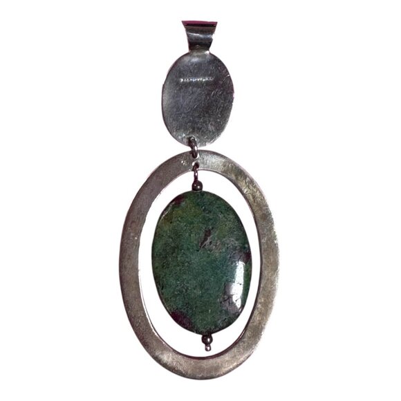 Vintage Designer Taxco Sterling Silver 925 Ruby In Zoisite Statement Pendant - Picture 7 of 7